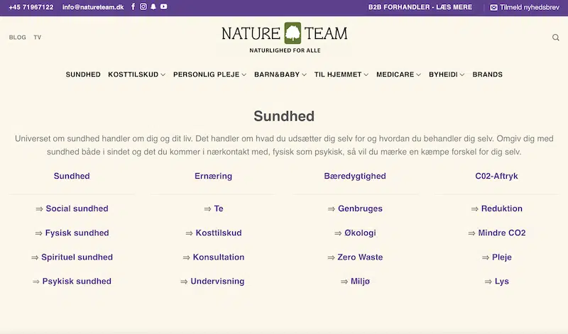 Nature Team tekster der giver trafik